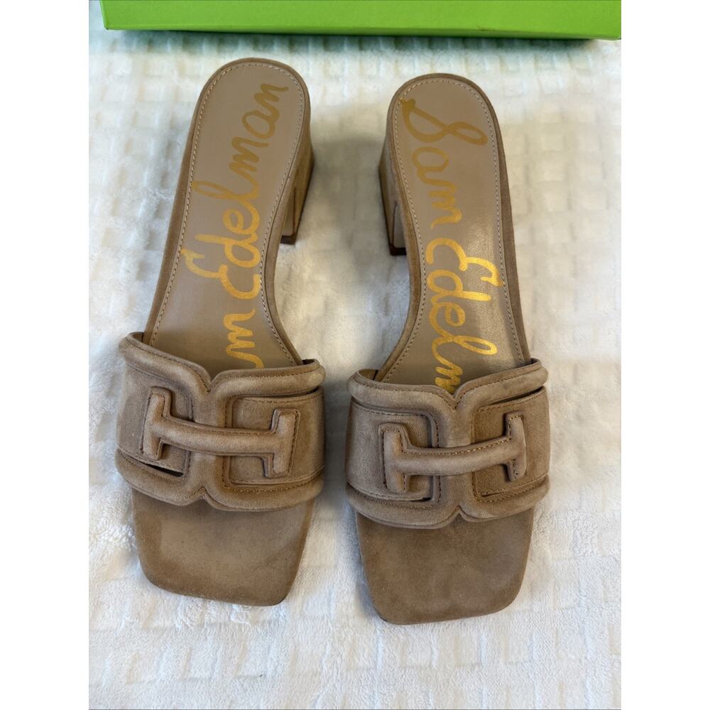 Sam Edelman Taupe Suede Slide Heels - Picture 2 of 16